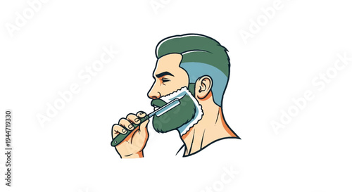 Man brushing beard conceptual illustration