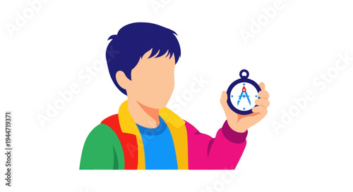 Boy with Compass - Navigating Future, Exploration, Adventure, Direction