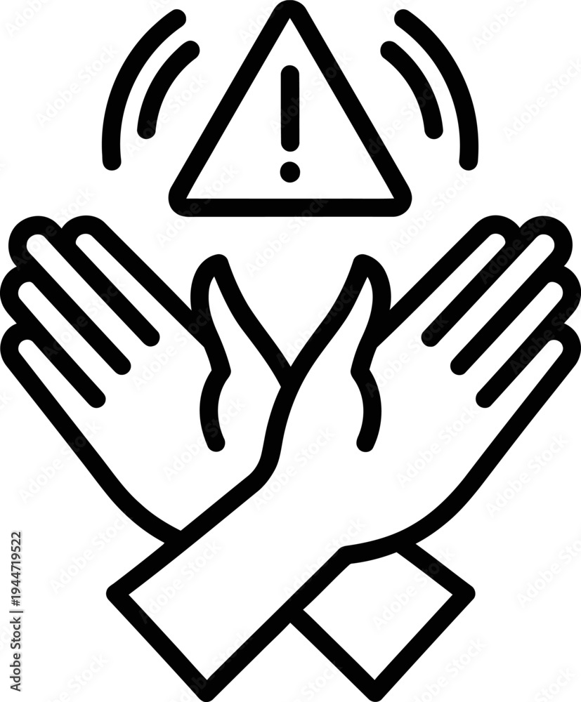 Obraz premium Warning hands caution symbol icon