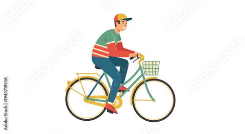 Man riding bicycle illustration vector isolated white background