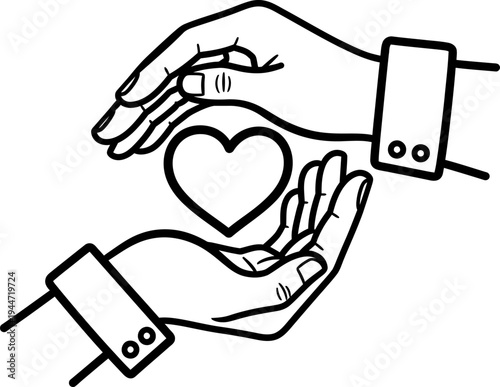 Hands holding a heart with hospital wristbands