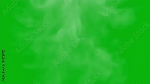 White smoke plume rising and expanding on green screen chroma key 