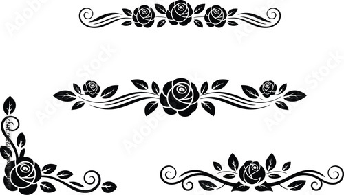 Vintage rose flowers vector, elegant floral composition with decorative vintage elements leaves and ornamental botanical design.