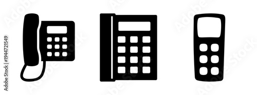 Vintage telephone collection: retro phone, cordless phone, and classic phone vector illustration