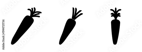 Download three black carrot silhouettes for free vegetable clip art and food design projects today
