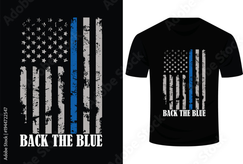 Thin Blue Line Back the Blue American Flag Police Support Svg Design