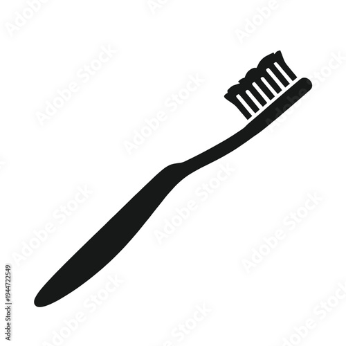 Black Toothbrush Icon on White Background