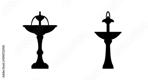 Vintage bird bath silhouette vector art design for garden decor and outdoor landscaping ideas