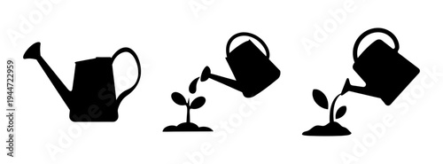 Watering can plant growth vector illustration for gardening and agriculture concept design idea