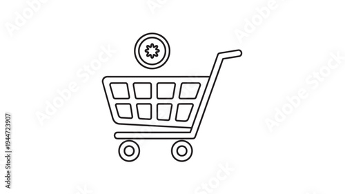 Shopping Cart Icon with Coin for E-commerce, Online Payment, and Digital Shopping
