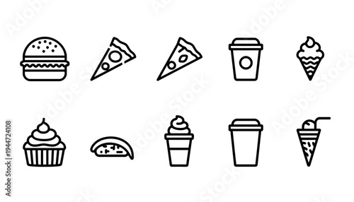 set of fast food icon