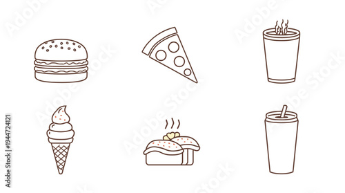 set of fast food icon