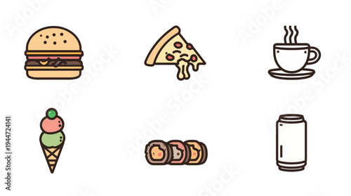 set of fast food icon