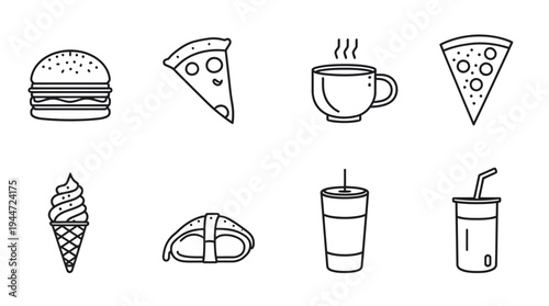 set of fast food icon