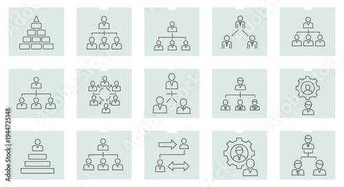 Organizational structure icons business charts and hierarchy diagrams
