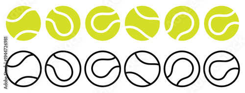 Tennis ball icon set. Set of Tennis ball for sport, activity and game. Ball pictogram isolated on white background. Sport equipment. set of realistic tennis balls. 