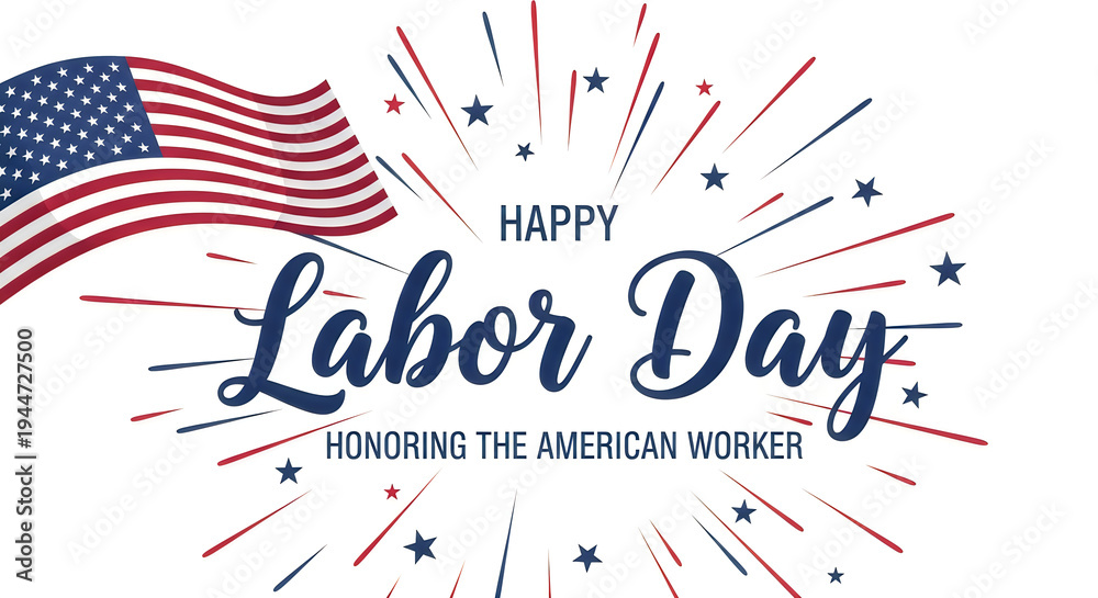 Obraz premium Celebrating labor day with an american flag and patriotic fireworks