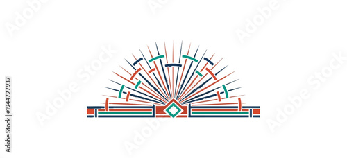 Abstract geometric design with radiant lines and symmetrical arrangement