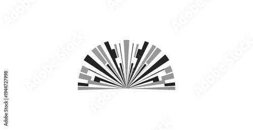 Abstract geometric design with radiant pattern on black background