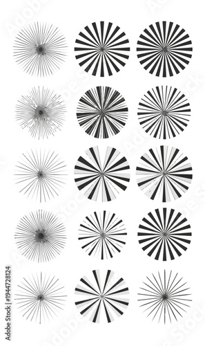 Abstract geometric patterns arrayed on black backgrounds