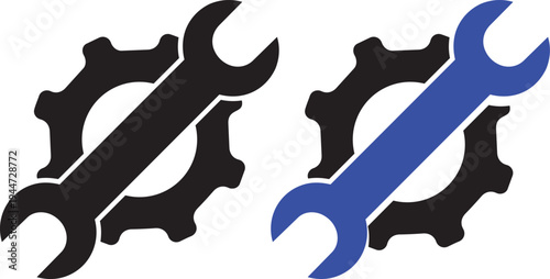 Mechanical Blueprint: A meticulous illustration showcasing the essence of mechanics, featuring a gear and wrench. This emblem symbolizes precision, craft, and ingenuity, often linked with industry.