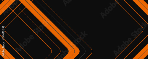 Dark modern sport background with bright orange and gray geometric lines and arrows on black.