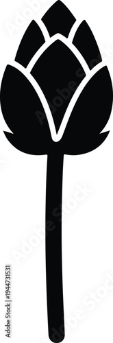 Silhouette artichoke flower bud with a long stem vector illustration