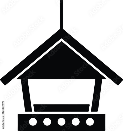 Silhouette of a classic wooden hanging bird feeder vector illustration