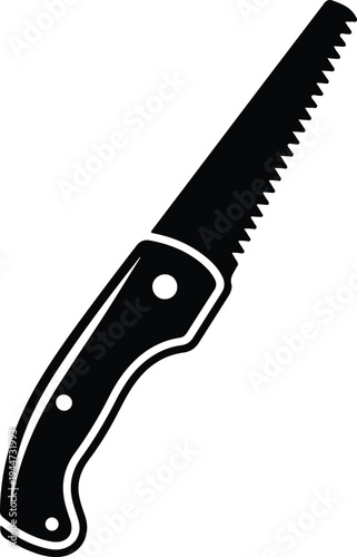 Silhouette of a folding hand saw for woodworking and gardening vector illustration