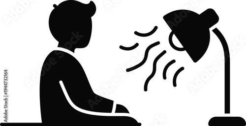 Mental health awareness person finding solace in fan's cooling breeze