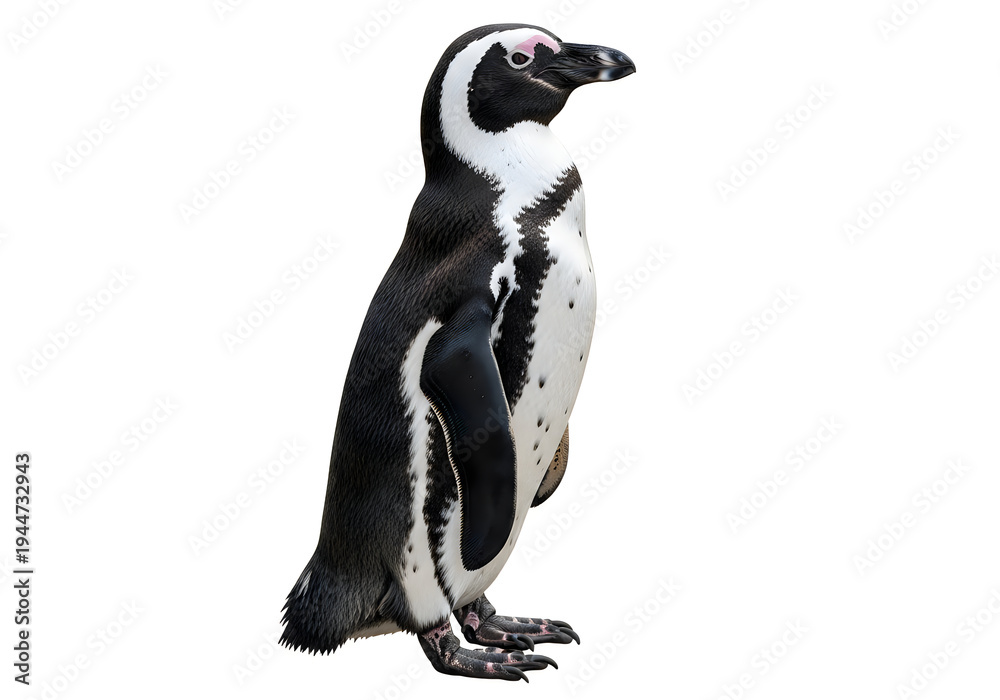 Obraz premium Black and white penguin standing upright