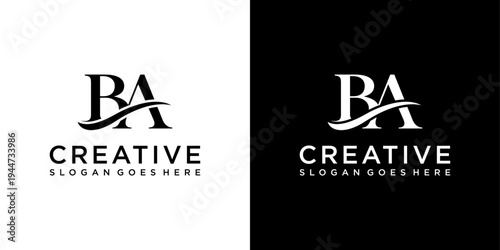 BA or AB initial letter logo design vector template