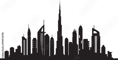 Dubai Cityscape Silhouette Vector Illustration