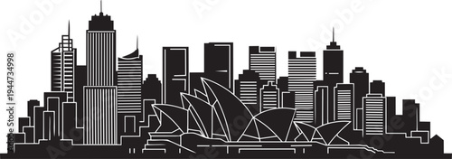 Sydney Australia City Skyline Silhouette Vector Illustration