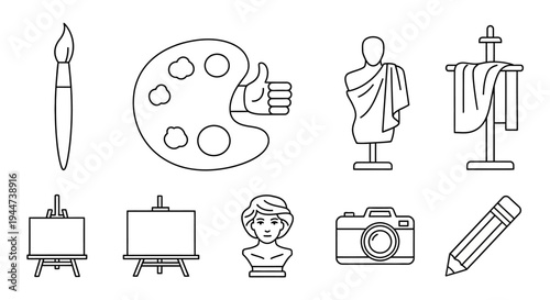 Artistic Tools and Creative Elements Illustration.