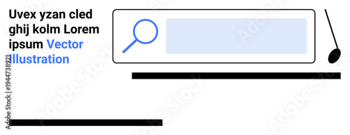 Web navigation, search tools, digital UI, minimal design, content placeholder, online applications. Search bar with magnifying glass icon and placeholder text. Web navigation and search tools concept