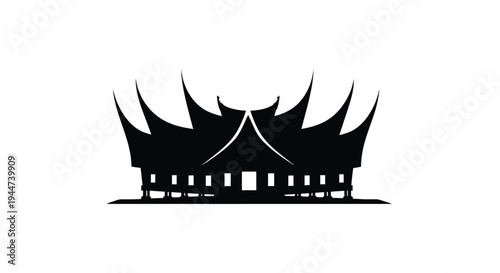 Traditional indonesian building with unique roof design a striking silhouette