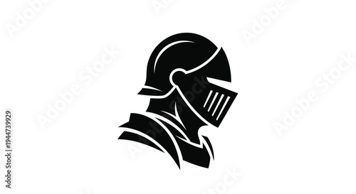 Medieval knight s head in profile a striking black silhouette