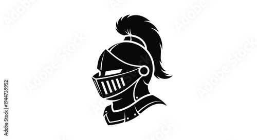 A striking black silhouette of a medieval knight s head silhouette