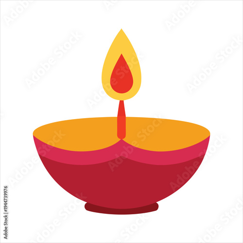 Diya Oil Lamp Diwali Vector Illustration