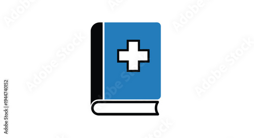 Medical textbook with a white cross emblem a striking silhouette
