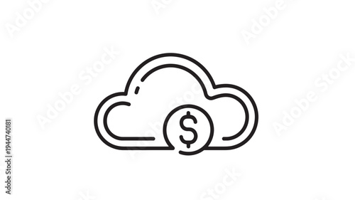 Cloud Icon with Dollar Sign for Finance, Technology, and Digital Payment Concepts