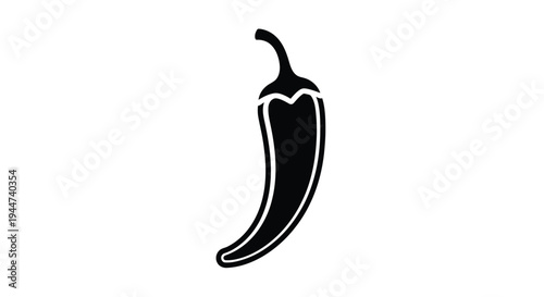 A striking black silhouette of a single chili pepper
