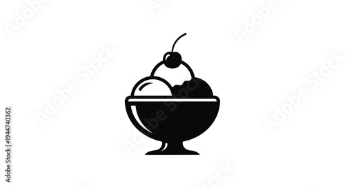 Black and white ice cream sundae in a bowl a striking silhouette
