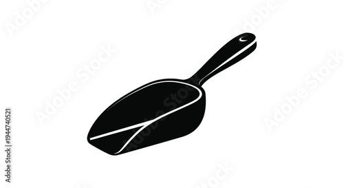 Black scoop isolated on white a simple kitchen utensil silhouette