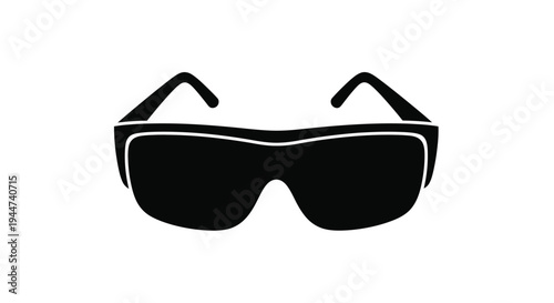 Stylish sunglasses are displayed in a stark black silhouette