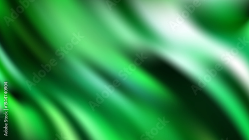 Abstract green fluid waves background with professional neon glow and aurora borealis effect vector illustration
