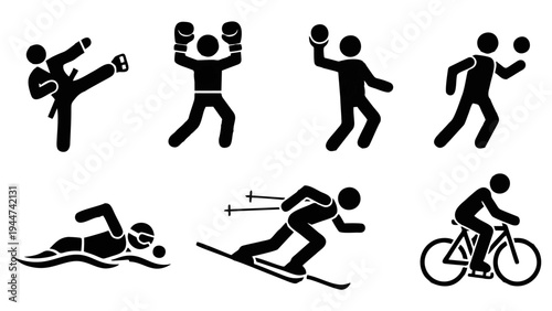 Stick Figure Sports and Activity Icon Set
