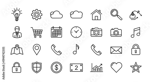 Collection of Modern Simple Line Icons.