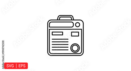 Simple Line Drawing of Portable Radio Device.